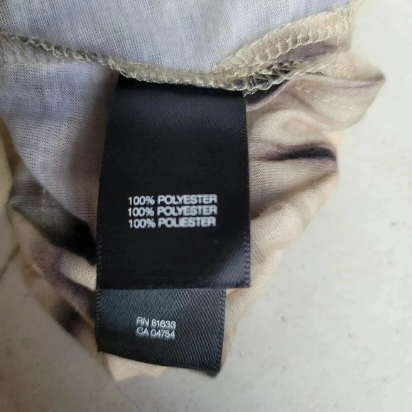 NWOT Kenneth Cole Reaction Top L Tan Beige Animal Print Draped Neck Tee Shirt - Picture 3 of 10